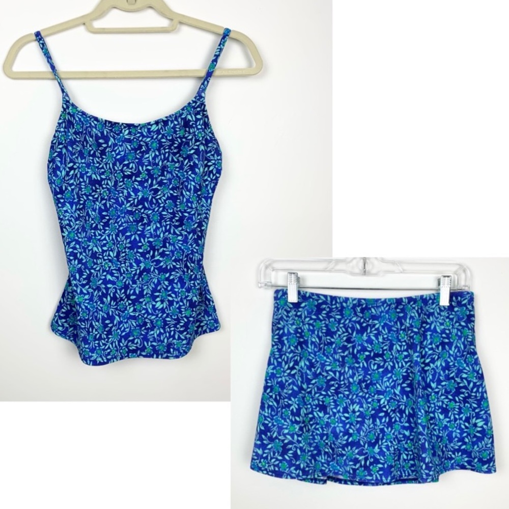 Vintage Gabar Retro Floral Tankini Skirt Swimsuit